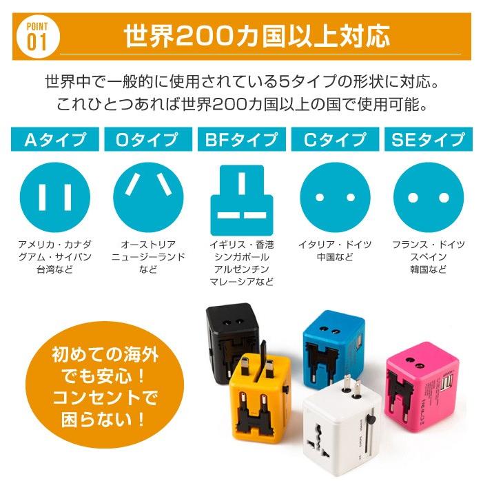 海外 変換プラグ マルチ変換プラグ 海外旅行 世界200カ国以上対応 USB2