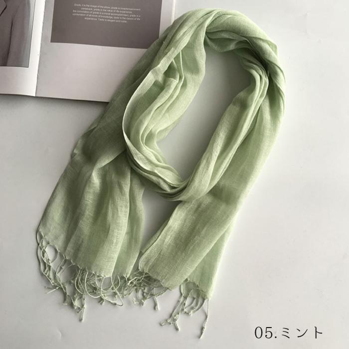 ストール リネン 大判 レディース くすみカラー 麻 亜麻 100％ 春 夏