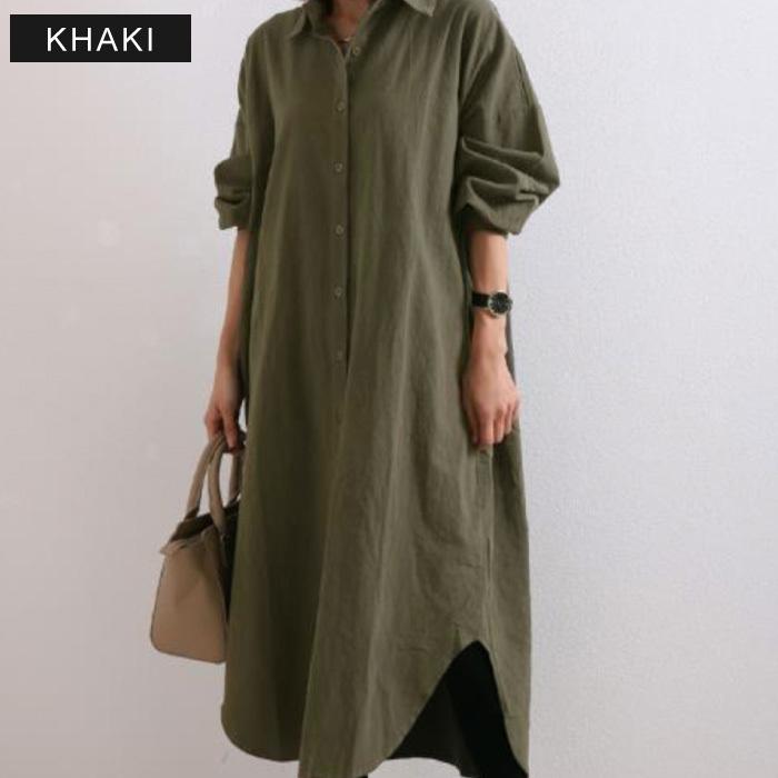 シャツワンピース シャツワンピ ロングワンピ 2way 綿100％ 羽織り