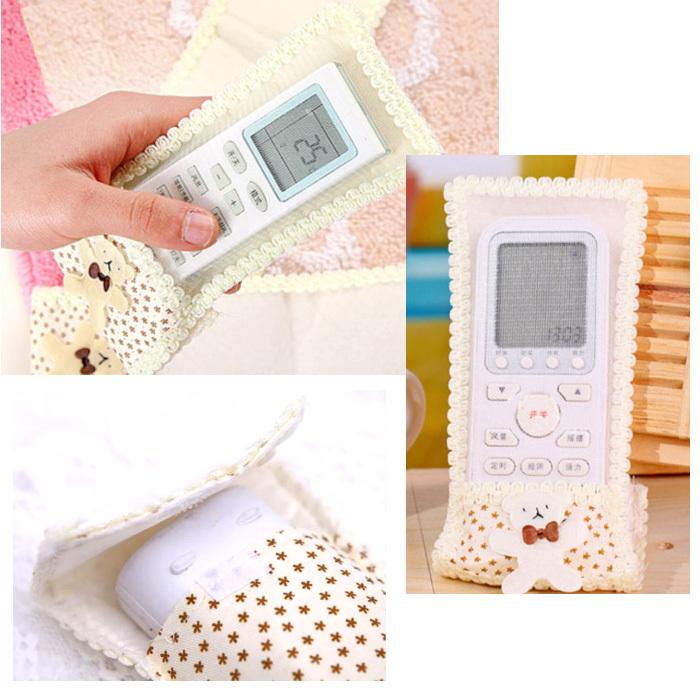 リモコンカバー 同色同サイズ2個セット かわいい マジックテープ リボン レース リモコンカバー カバー リモコン テレビリモコン エアコンリモコン 2個