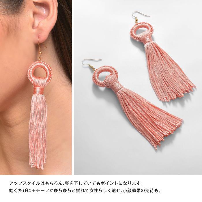 ピアス タッセル フリンジ 大ぶり 揺れる ゆれる アクセサリー アクセ 