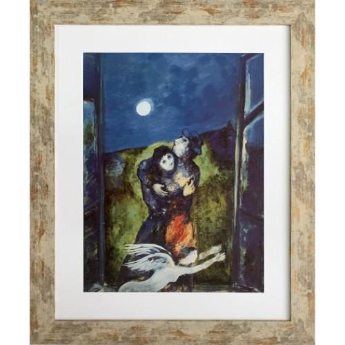 マルク・シャガール インテリア 名画 Marc Chagall Lovers in the moonight ギフト 額付き 額縁