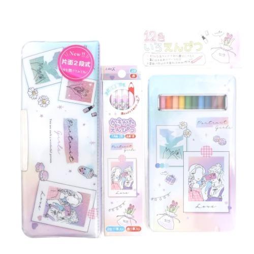 15点文具セット 文房具セット Portrait Girls 新入学文具 プレゼント かわいい 子ども用文具セット Ilgaimportadora Com