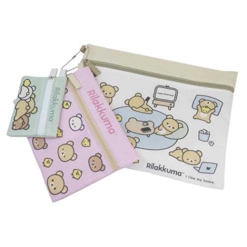 リラックマ グッズ 平ポーチ大中小3点セット サンエックス
