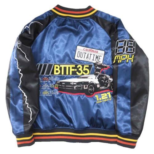 バックトゥザフューチャー アウター メンズ スカジャン タイムブルー 3L 映画キャラクター グッズ バックトゥザフューチャー スカジャン アウター メンズ タイムブルー