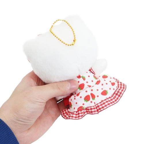 ハローキティ ぬいぐるみキーホルダー イチゴドレスマスコット