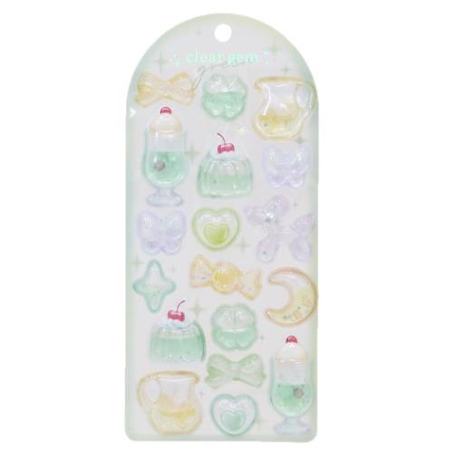 シールシート クリアジェムステッカー ライムグリーン クーリア