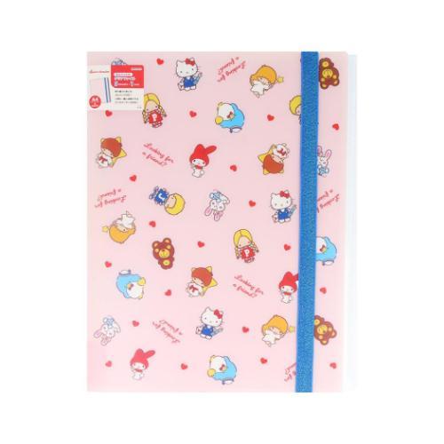 ゴムバンド付クリアファイル5P＋F A4 サンリオキャラクターズ ポケット