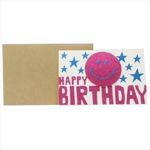 グリーティングカード スマイリーフェイス グリッターカード アクティブコーポレーション Happy Birthday グッズ 誕生日おめでとう 封筒付き キャラクターのシネマコレクション 通販 Paypayモール