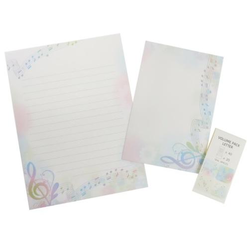 お買い得 手紙セット ボリュームパック レターセット 音符 便箋 封筒 シール かわいい オンライン限定