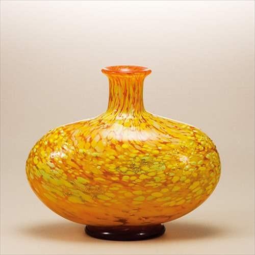 花器（大） 津軽びいどろ フラワーベース 十和田 紅葉 アデリア 直径25.5×24cm ガラス花びん ギフト雑貨