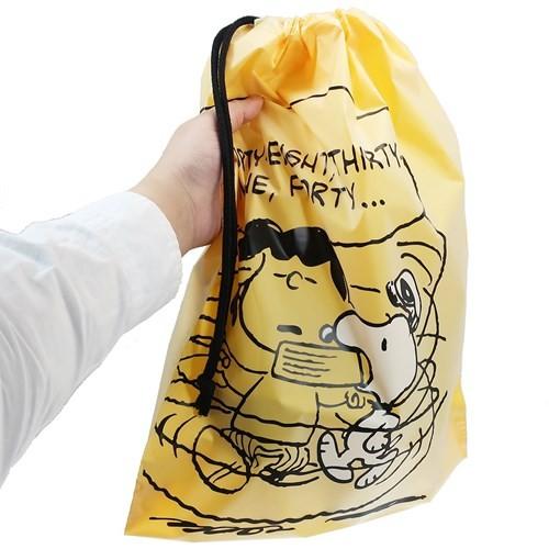 ラッピング用品 スヌーピー ギフト 巾着バッグ ビニール M ピーナッツ グッズ イエロー キャラクター 32×40.5×8cm プレゼント包装|キャラクターのシネマコレクション|01