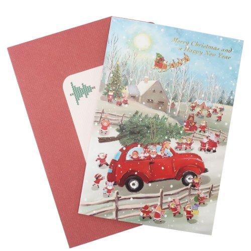 クリスマスカード ミニサンタ グリーティングカード 雪の牧場 封筒付き Xmas雑貨 キャラクターのシネマコレクション 通販 Paypayモール
