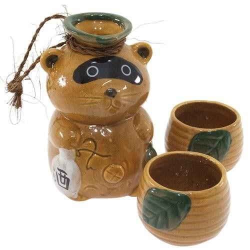 とっくり＆おちょこ2個セット 酒器 たぬきのとっくりセット アニマル