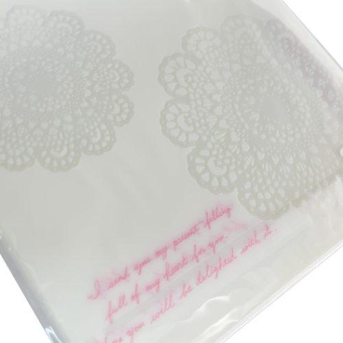 ラッピング袋 マチ付き クリアパック M ＆ ビニタイ 10組セット レース