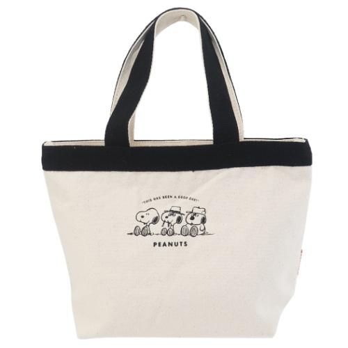 スヌーピー ピーナッツ キャラクター ランチバッグ 天ファスナー付き 格安激安 ミニトートバッグ ブラック クラックス1 759円