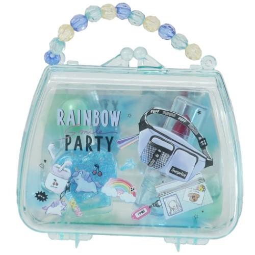 キッズコスメセット カラフルキャンディガール カラーリップクリーム 想像を超えての はがせるネイルセット レインボーパーティ チャーミングジュエル