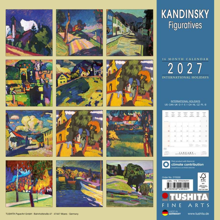 2027 Calendar TUSHITA 壁掛けカレンダー2027年 Kandinsky Figuratives