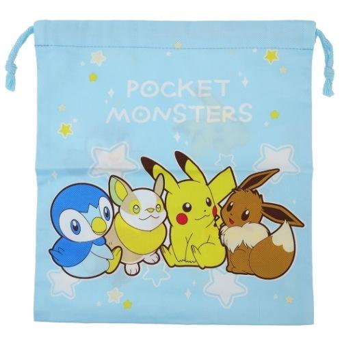 巾着袋 ポケモン きんちゃくポーチ M ポケットモンスター サックス ピカチュウ イーブイ ワンパチ ポッチャマ キャラクターのシネマコレクション 通販 Paypayモール
