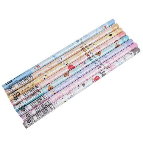 BT21 LINE FRIENDS キャラクター 鉛筆 丸軸えんぴつ8本セット2B 8本1組