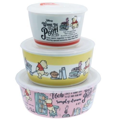 未使用品クマのプーさん　陶器セット　レンジパック3個セット×3個 Disney（ディズニー） くまのプーさん グッズ 食品保存容器 陶器製