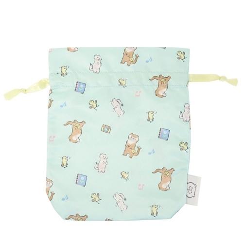 可愛い嘘のカワウソ サテン きんちゃくポーチ Lineクリエイターズ 巾着袋 キャラクター Gr 喜ばれる誕生日プレゼント