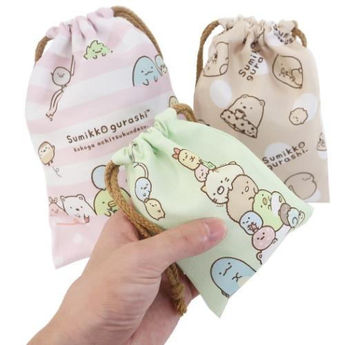 Sale Off 巾着袋 すみっコぐらし きんちゃく 3pセット サンエックス ボーダーピンク 小物入れ 巾着ポーチ キャラクター1 099円 Aynaelda Com
