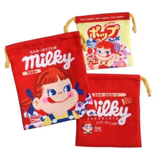 巾着袋 ペコちゃん きんちゃく 3pセット 不二家 お菓子 コップ袋 新入学準備 キャラクターのシネマコレクション 通販 Paypayモール