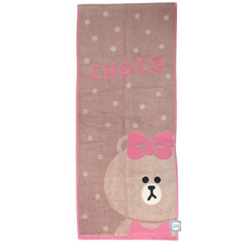 フェイスタオル LINE FRIENDS ジャガード ロングタオル ハローチョコ