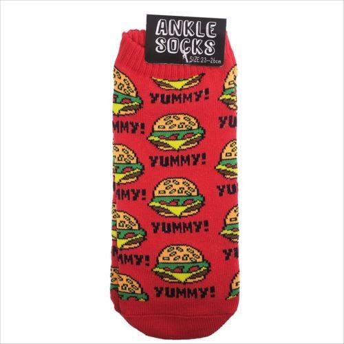 アンクルソックス 面白雑貨 YUMMY BURGER オクタニコーポレーション 23〜25cm 派手 グッズ 男女兼用靴下 プレゼント バレンタイン｜cinemacollection