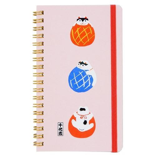 千代吉 リングノート ゴムバンド付き スリムリングノート まり猫