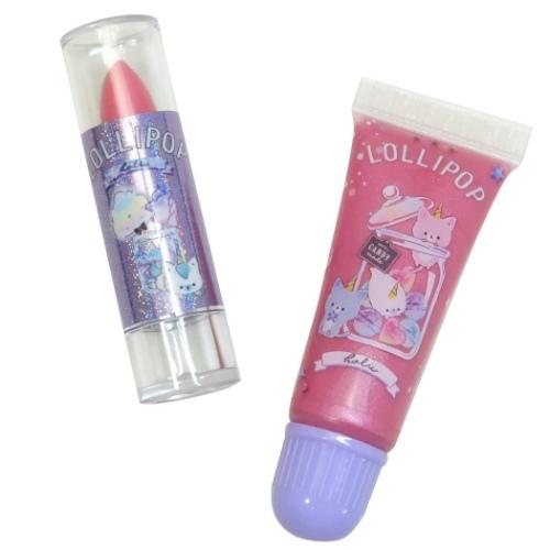 キッズコスメ リップグロス リップクリームセット チェリーの香り付き 子供用化粧品 メイクアップ お化粧セット 国産