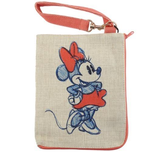 ミニーマウス ディズニー キャラクター クラッチバッグ 麻風ポーチ 