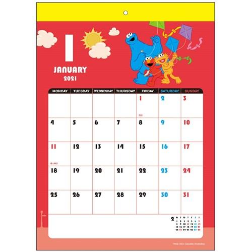 セサミストリート カレンダー 21年 壁掛けカレンダー シンプルカラー スケジュール Sesami Street サンスター文具 キャラクター キャラクターのシネマコレクション 通販 Paypayモール