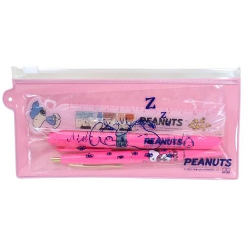 スヌーピー ステーショナリーセット ポーチ入り ボールペン 蛍光マーカー 定規 70周年記念 ピンク ピーナッツ グッズ キャラクターのシネマコレクション 通販 Paypayモール