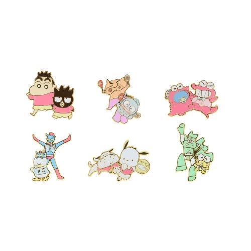 キャラクターイラスト ピンバッジ 5個セット クレヨンしんちゃんxサンリオキャラクターズ ピンバッジ 全6種 6個入
