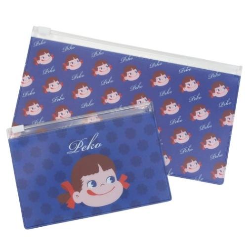 不二家のペコちゃん キャラクター ビニールポーチ スライダーケース S W 2枚セット ブルー キャラクターのシネマコレクション 通販 Paypayモール