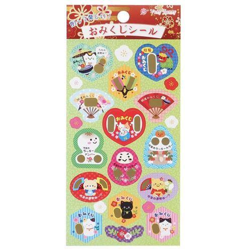 おみくじシール めくれる スクラッチ シール 年賀シール グリーン DECO