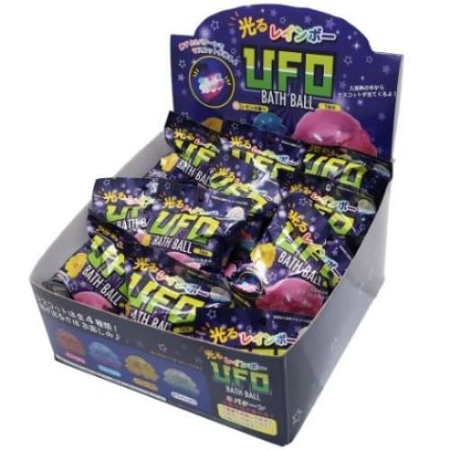 マスコットが飛び出る バスボール 入浴剤 光るレインボーUFO サンタン