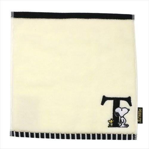 新品 ミニタオル スヌーピー イニシャルハンカチタオル 西川リビング アルファベット T グッズ プチギフト 返品交換