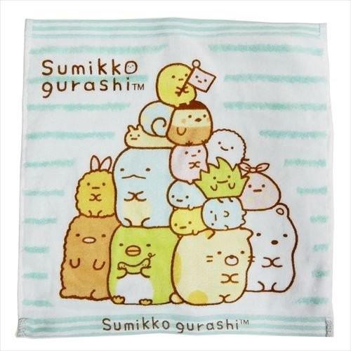すみっコぐらし かわいい サンエックス ハンカチタオル ウォッシュタオル キャラクター グッズ 犬飼タオル ボーダー Belle