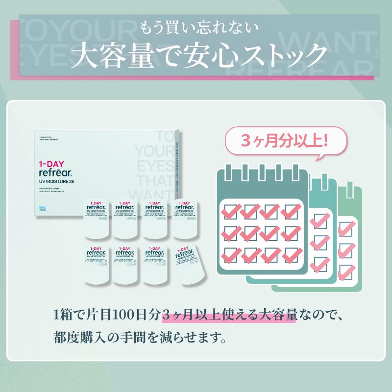 クリア コンタクトレンズ ワンデー 100枚入り クリアレンズ リフレア UV モイスチャー プライム 1day 大容量 DIA14.0mm DIA14.2mm 透明 度あり 高度数 UVカット |  | 15