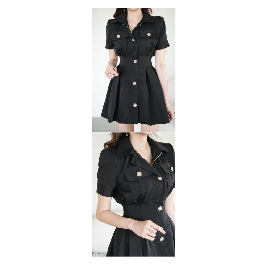 【全2色】襟付きフレアミニワンピース　アイボリー ブラック S/M【button-h051902op】( mja )(230605 ブラック )(230605 【全2色】襟付きフレアミニワンピース　アイボリー S/M【button-h051902op】( mja L1229375864(11570円)