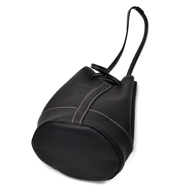 Charles et Charlus【シャルル・エ・シャルリュス】別注ドローストリングバッグ 巾着 KOBE Noir レザー ブラックの画像