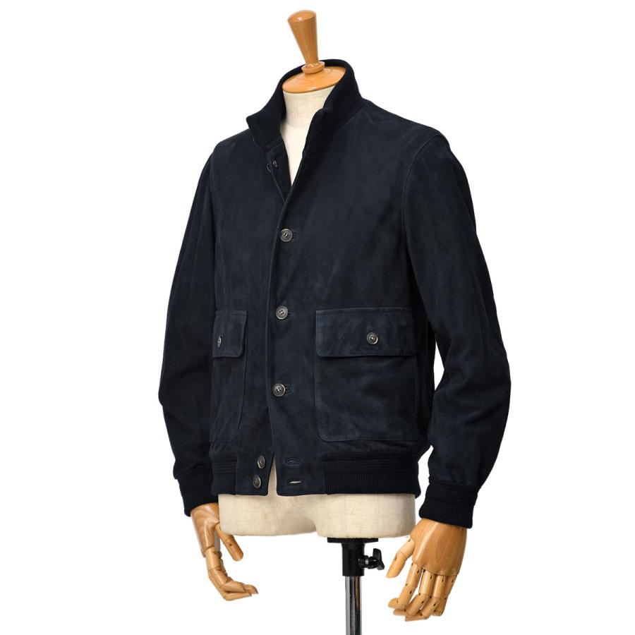 Cinquanta 鹿の子 コットン ドライビングブルゾン ネイビー 50