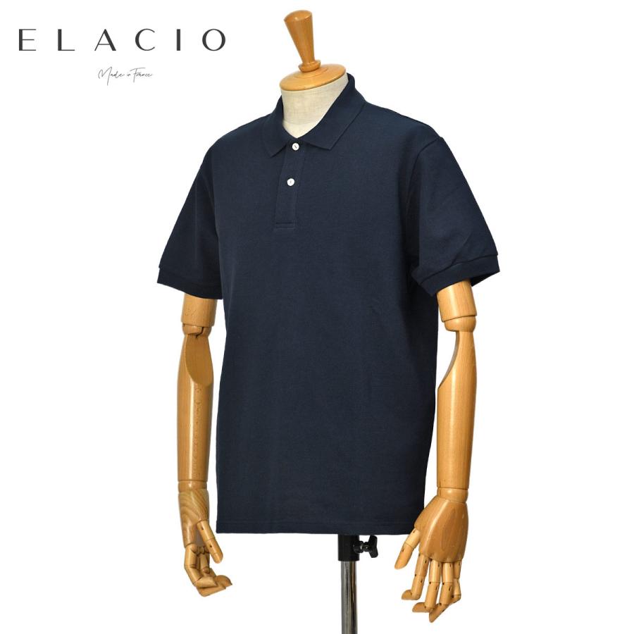 【2025春夏•極美品】ELACIO エラシオ カノコ ポロシャツ サイズ2 黒 ELACIO【エラシオ】半袖 鹿の子ポロシャツ Orge オルジュ NAVY