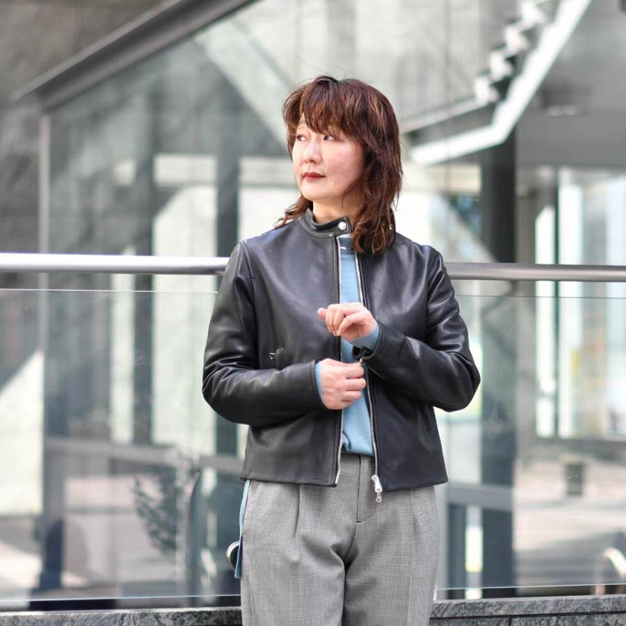 EMMETI【エンメティ】シングルライダースブルゾン FAY NERO ラムレザー