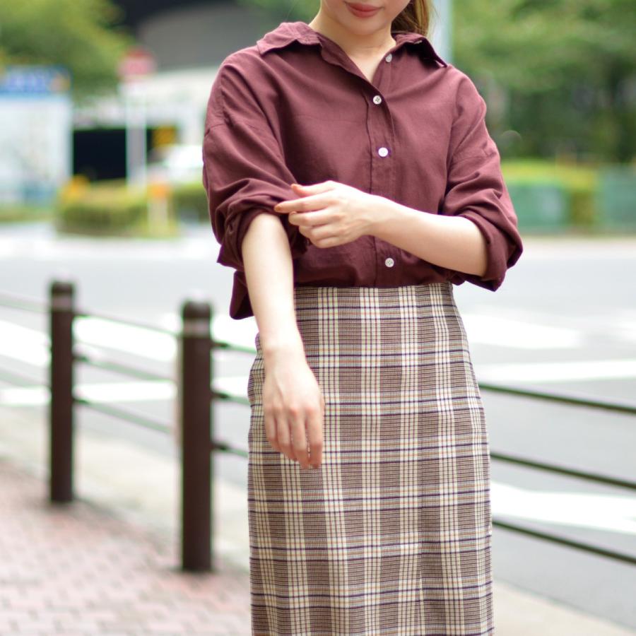 お気に入りの Grace 03 ビッグシルエットシャツ Finamore フィナモレ ハウンドトゥース Lisa ボルドー コットン シャツ ブラウス Williamsav Com