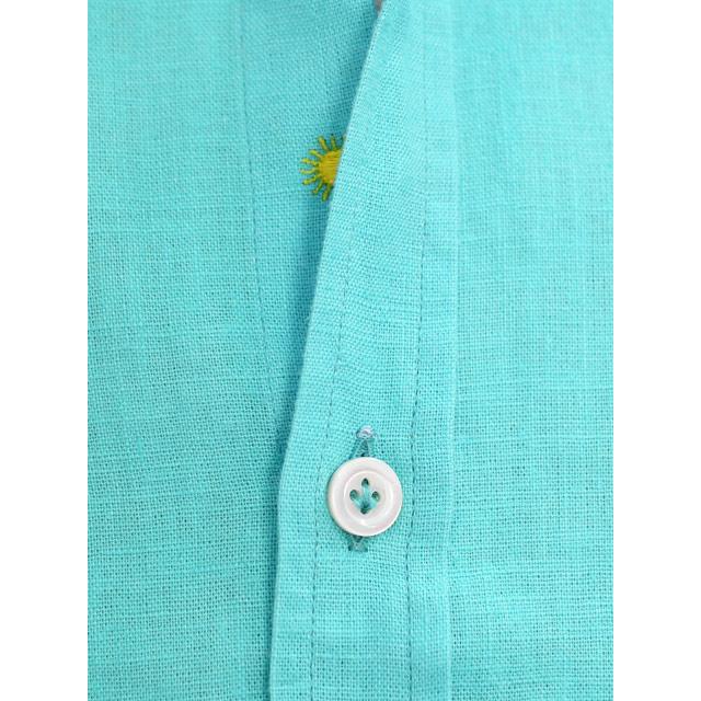 【FINAL SALE】Giannetto【ジャンネット】リネンシャツ VINCIFIT ダーツ無し 812700V81 0006 リネン ターコイズ | GIANNETTO | 04