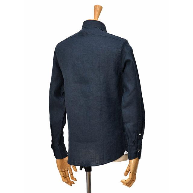 【FINAL SALE】Giannetto【ジャンネット】リネンシャツ VINCIFIT ダーツ無し 831700V81 0007 リネン ネイビー | GIANNETTO | 03